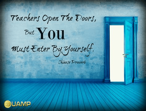 Teachers open the door, you enter by yourself. Chinese Proverb